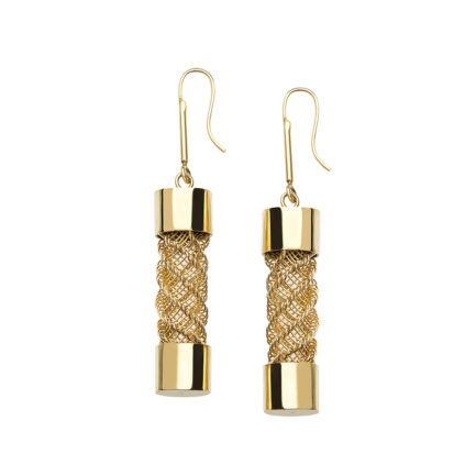 Arete largo torzal con baño de oro de 18k